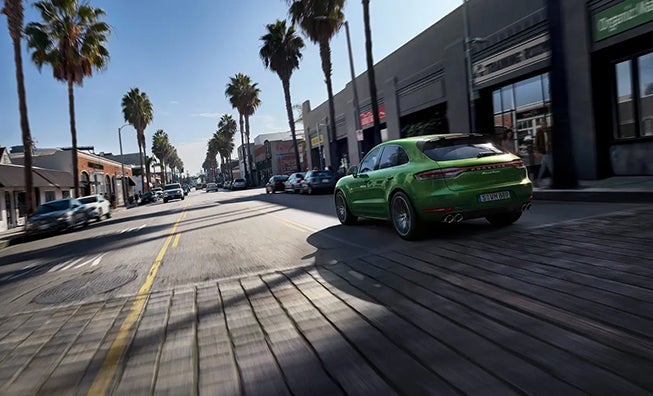 Green Porsche Macan View of the Back Palm Springs CA