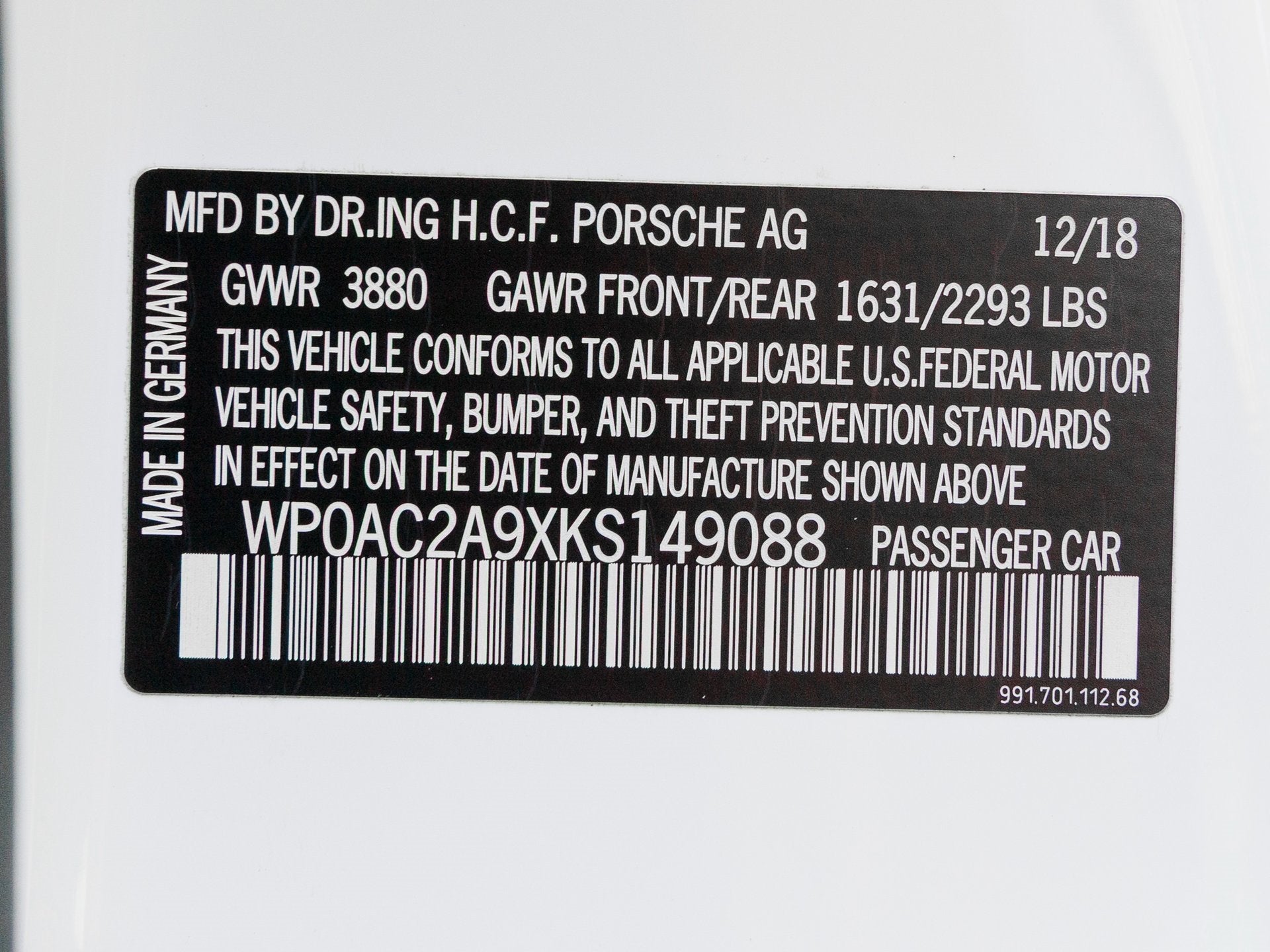 2019 Porsche 911 911 GT3