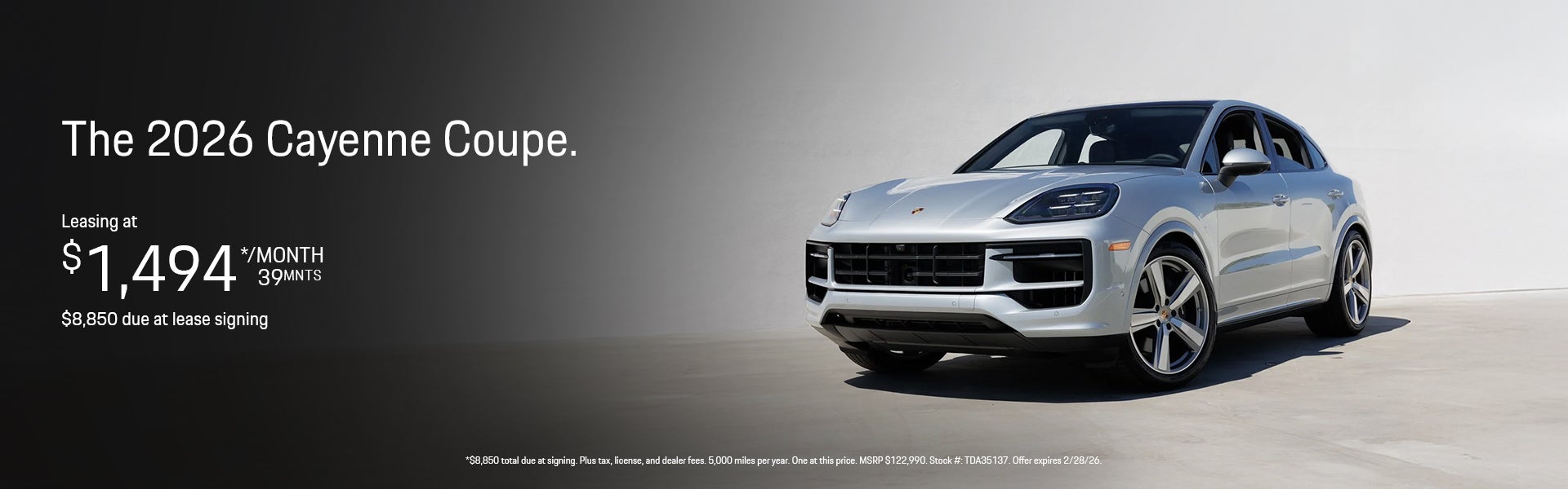 2026 Cayenne Coupe Lease Banner