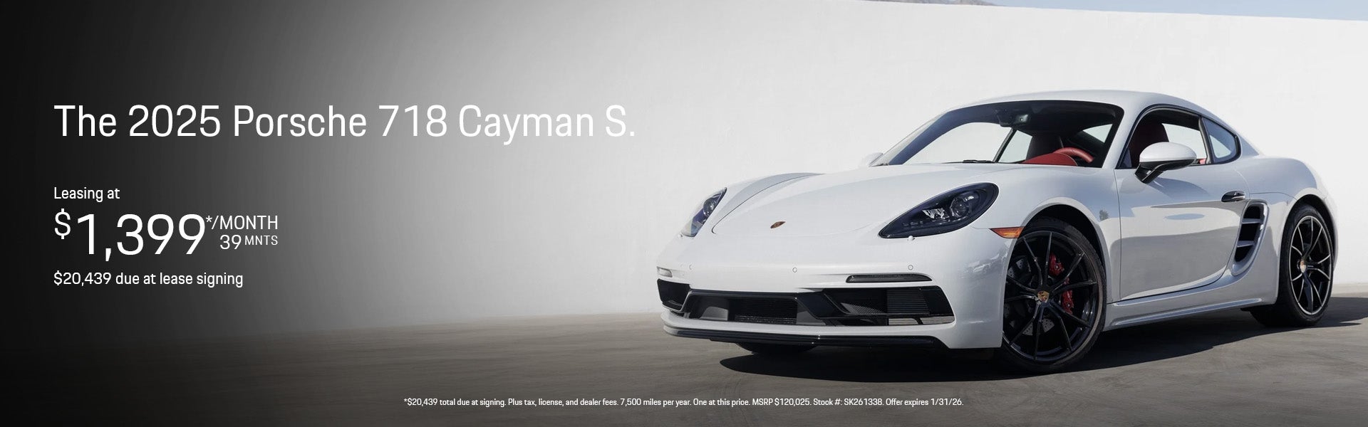 2025 Porsche 718 Cayman S lease banner
