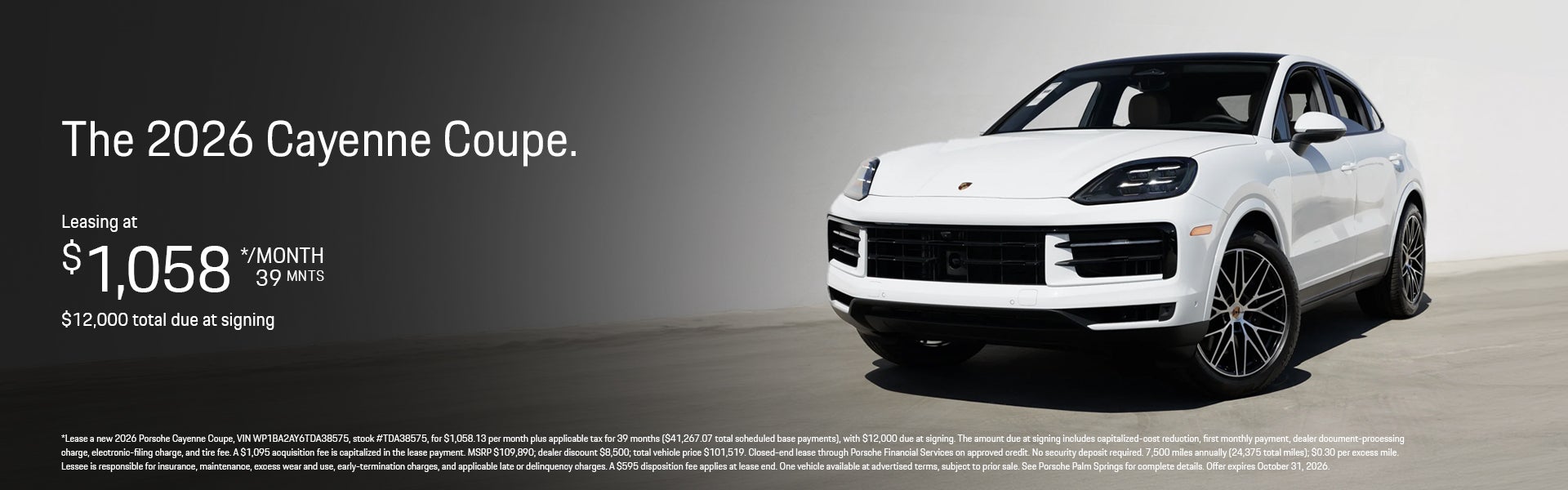 2026 Porsche Cayenne Coupe Lease Banner