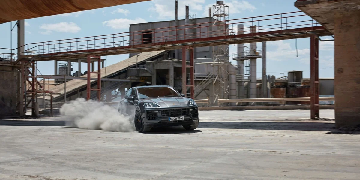 Porsche Cayenne Coupe drifting in Houston